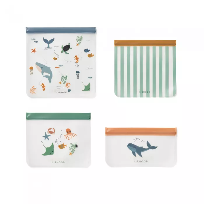 Punga reutilizabila pentru calatorie - set 4 bucati - Clive - Sea creature / Sandy - Liewood