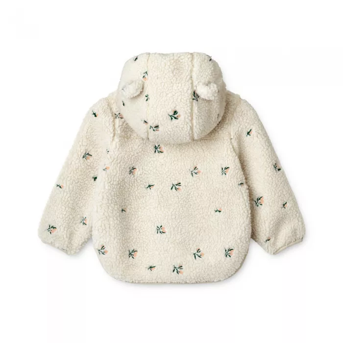 Jacheta cu gluga cu urechi si broderie pentru copii - Mara - Peach / Sandy Embroidery - Liewood