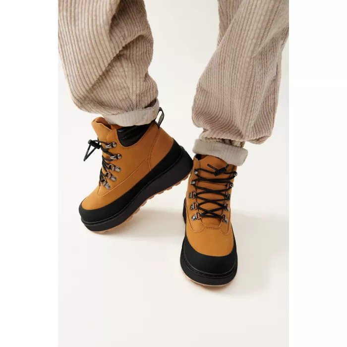 Ghete de iarna din piele - Lucien - Golden caramel / Black - Liewood