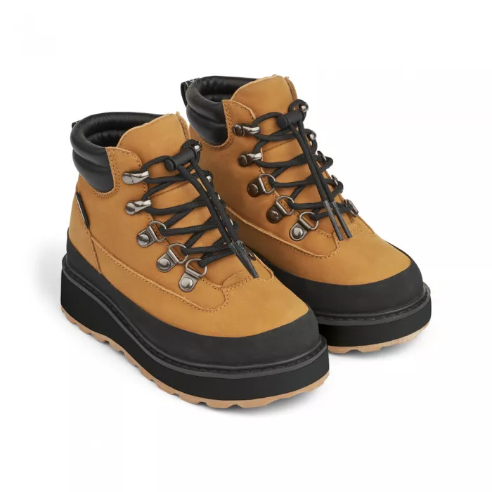 Ghete de iarna din piele - Lucien - Golden caramel / Black - Liewood