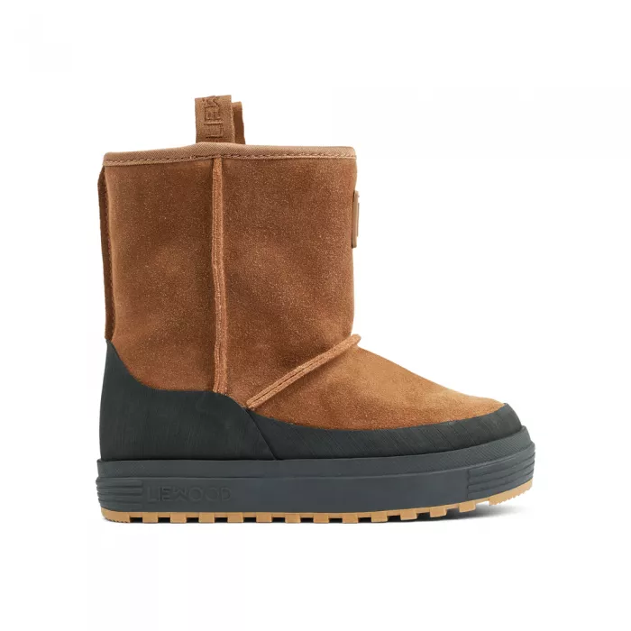 Cizme de piele intoarsa cu captuseala de lana - Mattie - Black /Pecan - Liewood