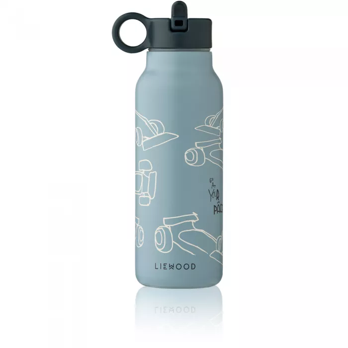 Sticla termos din otel inoxidabil Falk - 350 ml - Race Cars / Beach Blue - Liewood