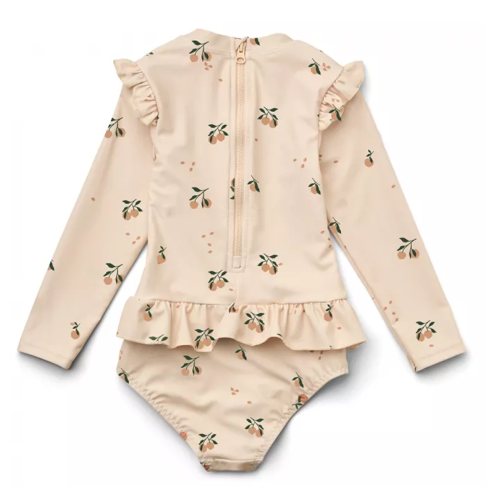 Costum de baie intreg cu maneca lunga cu protectie UV 40+ - Sille - Peach / Sea shell - Liewood