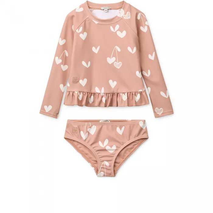 Costum de baie cu doua piese cu maneca lunga Dagny - Sweethearts / Pale tuscany - Liewood
