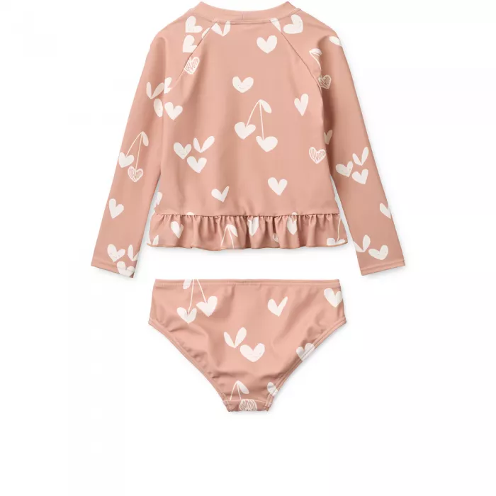 Costum de baie cu doua piese cu maneca lunga Dagny - Sweethearts / Pale tuscany - Liewood