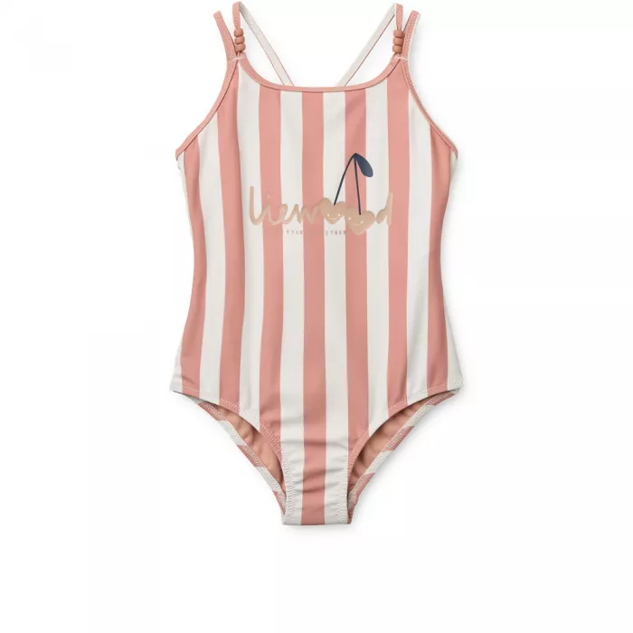 Costum de baie intreg Suna - Coral blush / creme de la creme stripe - Liewood