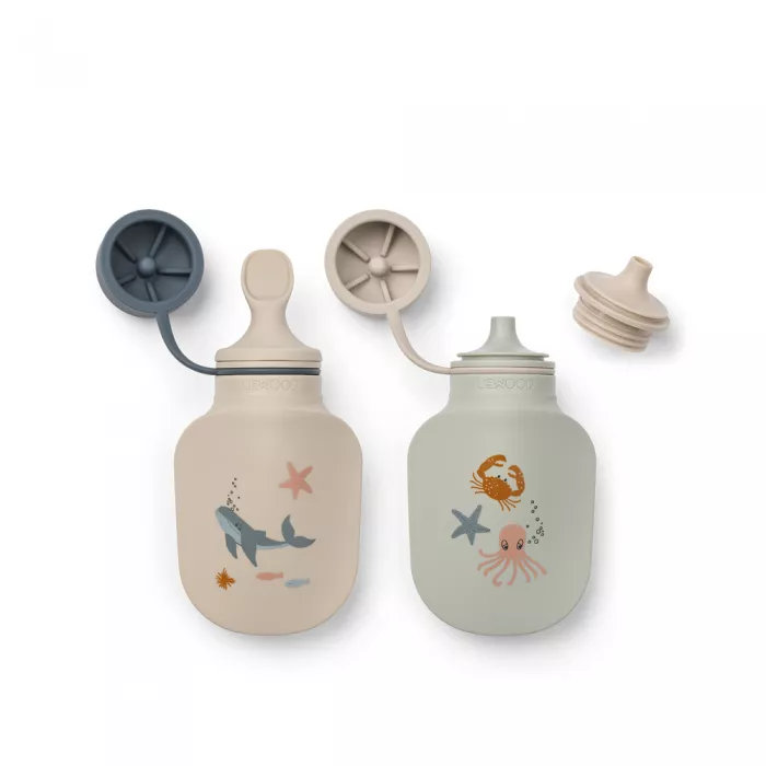 Recipient din silicon pentru smoothie Lizzie - Set 2 buc - Sea creature / Sandy - Liewood