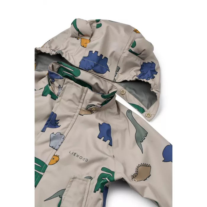 Costum impermeabil pentru ploaie - Manu - Dinosaurs / Mist - Liewood