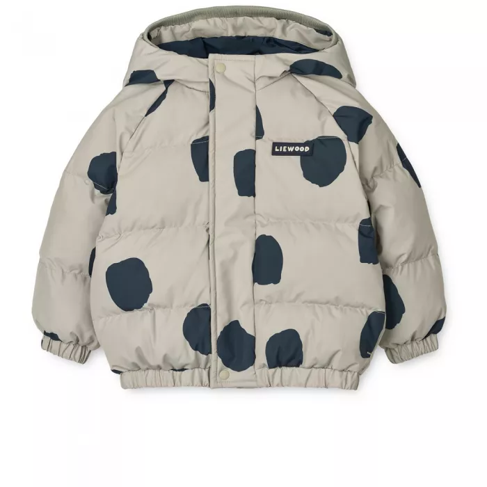 Jacheta de iarna cu urechi cu umplutura din puf si pene de gasca - Adelina - Spot dots / Mist - Liewood