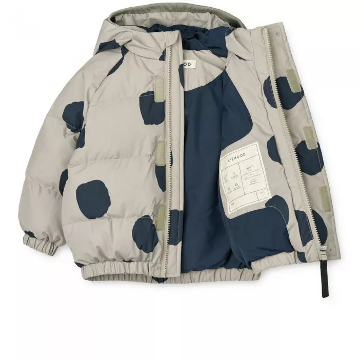 Jacheta de iarna cu urechi cu umplutura din puf si pene de gasca - Adelina - Spot dots / Mist - Liewood
