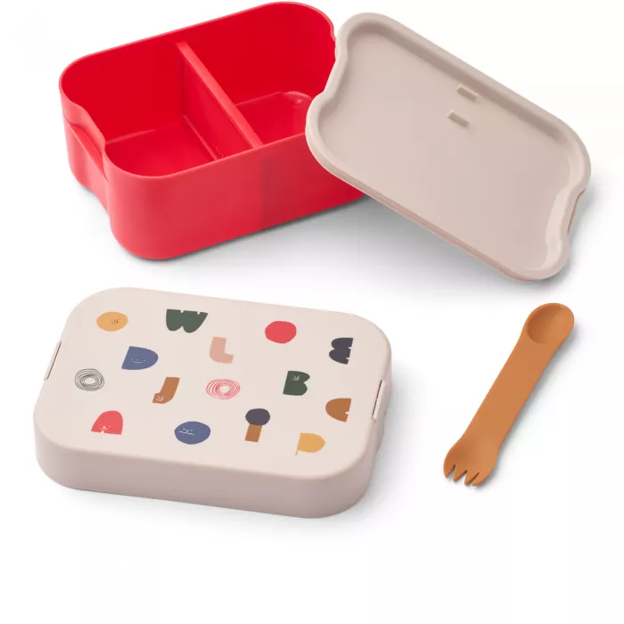 Caserola compartimentata din tritan Kamil cu capac de silicon - Characters / Sandy - LIEWOOD