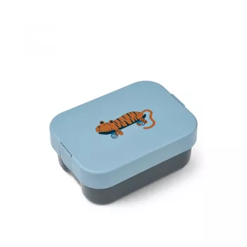 Caserola compartimentata din tritan Kamil cu capac de silicon - Tiger / Beach blue - LIEWOOD