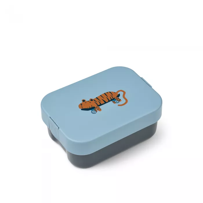 Caserola compartimentata din tritan Kamil cu capac de silicon - Tiger / Beach blue - LIEWOOD