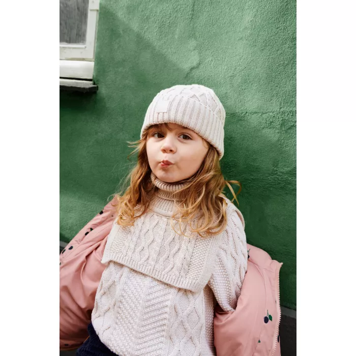 Caciula beanie tricotata din bumbac organic - Ezra - SANDY - Liewood