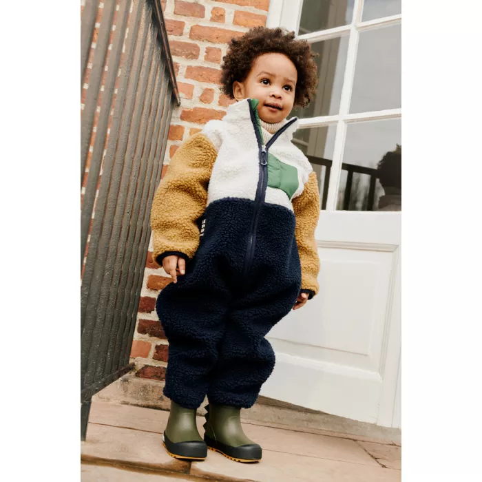 Salopeta din material teddy Nolano - Mega leo / Oat mix - Liewood