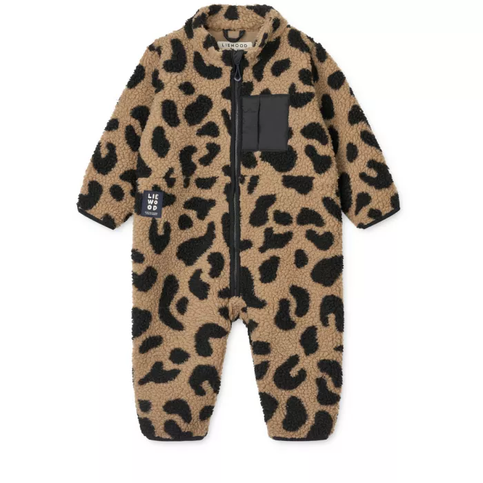 Salopeta din material teddy Nolano - Mega leo / Oat mix - Liewood