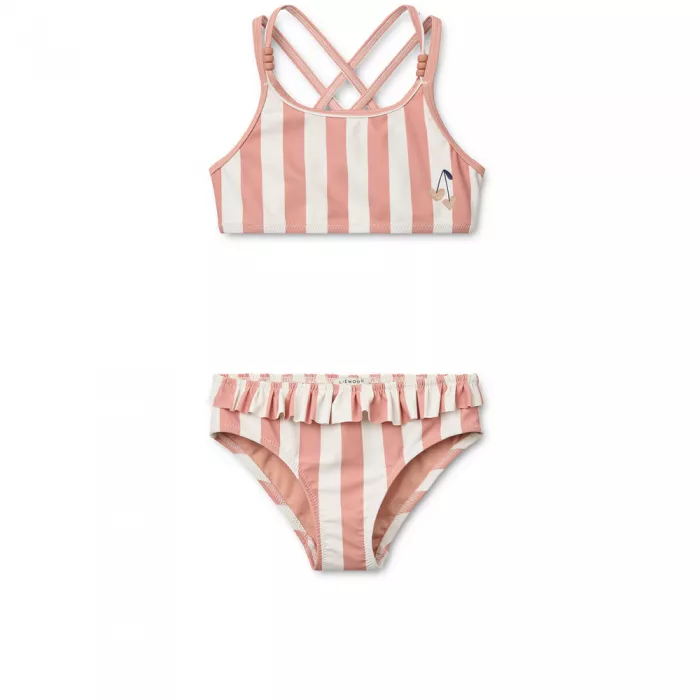Costum de baie cu doua piese Belle - Coral blush / creme de la creme stripe - Liewood