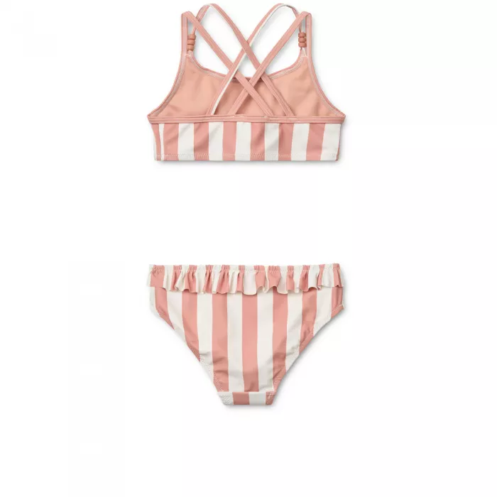 Costum de baie cu doua piese Belle - Coral blush / creme de la creme stripe - Liewood