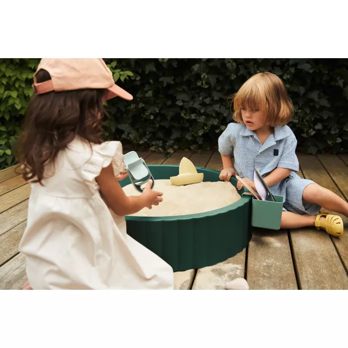Cutie pentru nisip cu capac Saul - Garden green / Sandy - Liewood