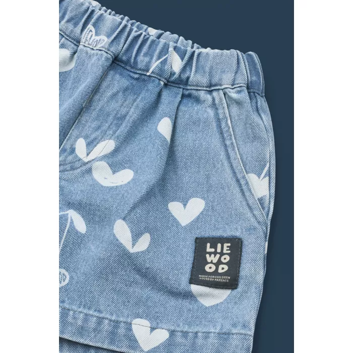 Pantaloni scurti din denim Borrisa - Sweethearts / light blue denim - Liewood