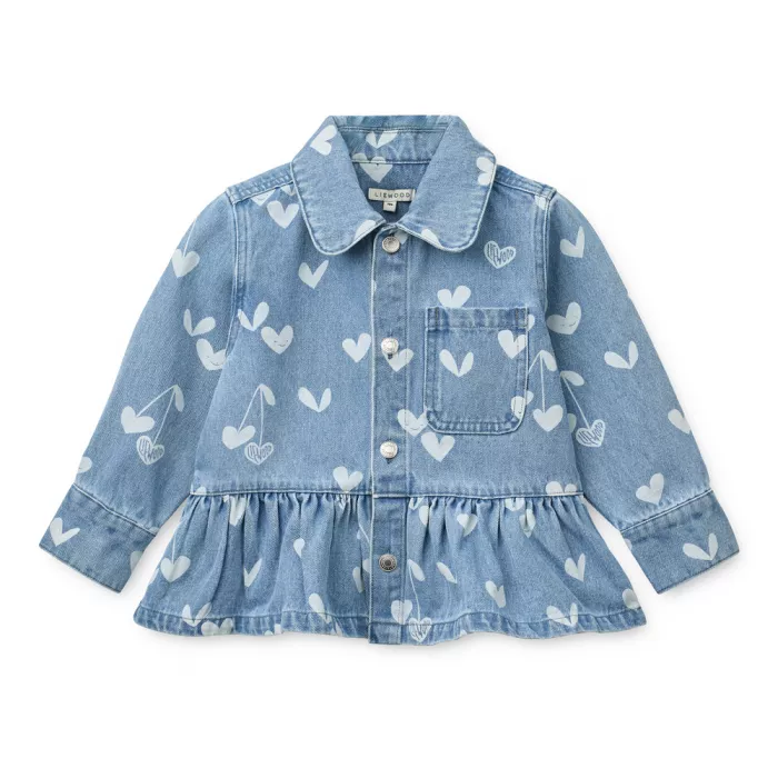 Camasa oversize din denim Kenza - Sweethearts / light blue denim - Liewood