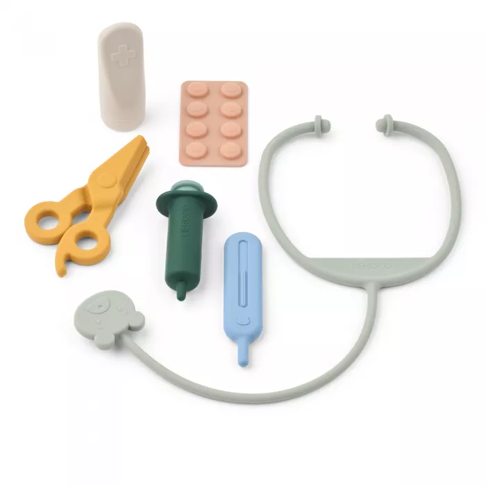 Trusa de doctor din silicon pentru papusi Leif - Garden green Multi mix - Liewood