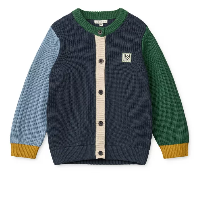 Cardigan tricotat din bumbac Thea - Classic navy multi mix - Liewood