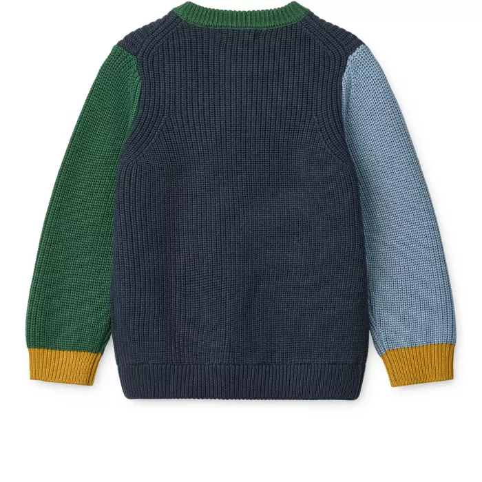 Cardigan tricotat din bumbac Thea - Classic navy multi mix - Liewood