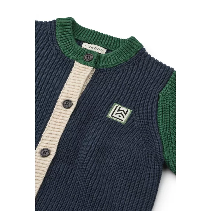 Cardigan tricotat din bumbac Thea - Classic navy multi mix - Liewood