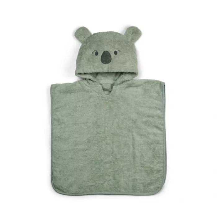 Poncho cu gluga din bumbac organic - Urs verde - Nuuroo