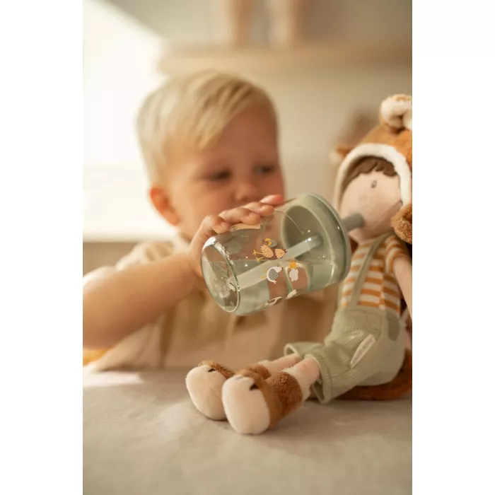 Pahar cu pai si capac - Little Farm - 250 ml - Little Dutch