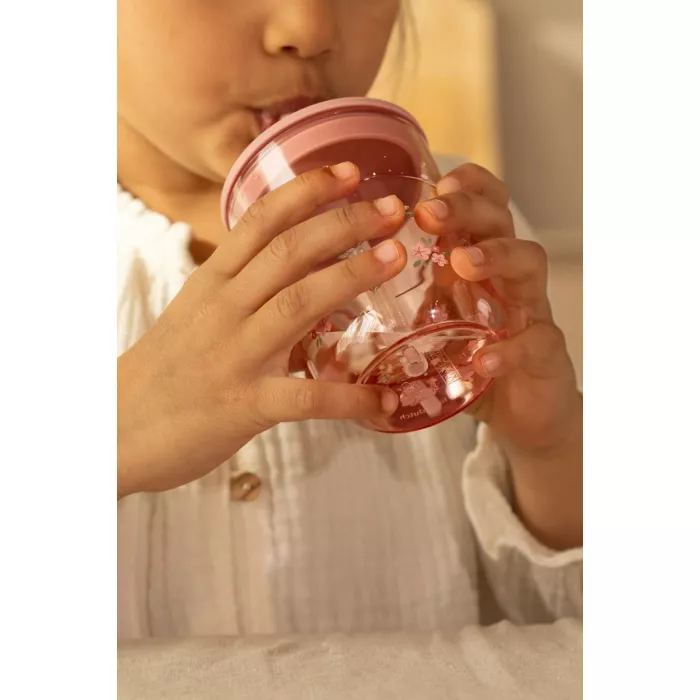 Pahar cu pai si capac - Fairy Garden - 250 ml - Little Dutch