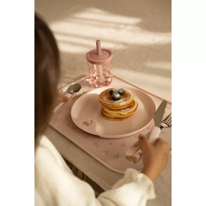 Pahar cu pai si capac - Fairy Garden - 250 ml - Little Dutch