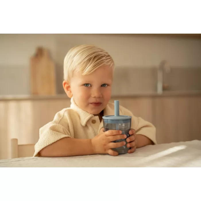 Pahar cu pai si capac - Forest Friends - 250 ml - Little Dutch