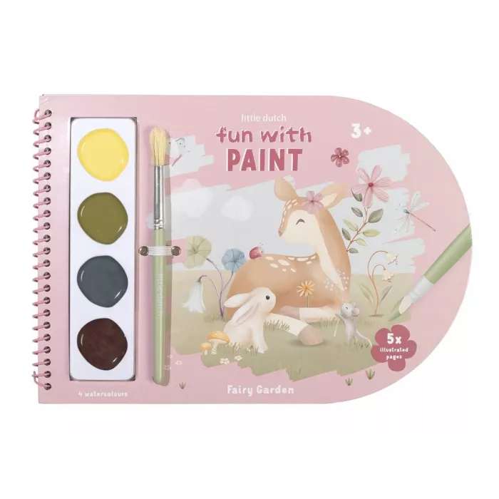 Carte pentru pictat cu acuarele incluse - Fairy Garden - Little Dutch