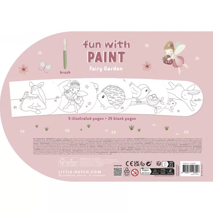 Carte pentru pictat cu acuarele incluse - Fairy Garden - Little Dutch