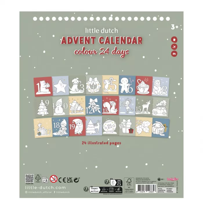 Carte de colorat - Calendar de advent - Little Dutch