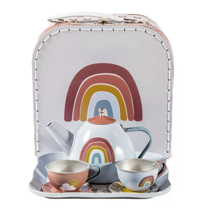 Set metalic pentru ceai in cutie cu maner - Rainbow - Little Dutch