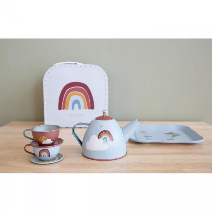 Set metalic pentru ceai in cutie cu maner - Rainbow - Little Dutch