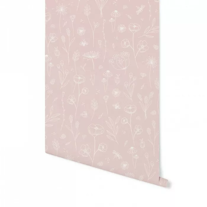 Tapet 53 cm x 10 m - Wild Flowers Pink - Little Dutch