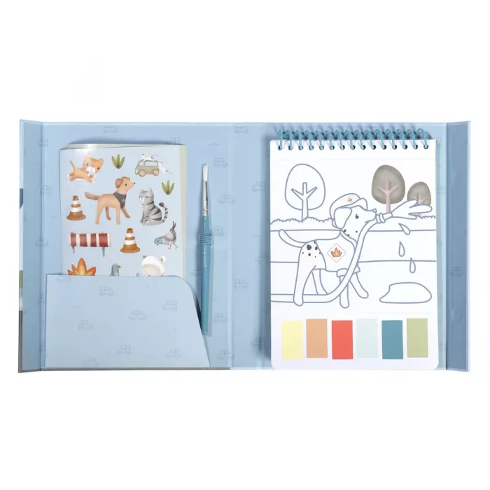 Carte de pictat cu acuarele si stickere - Jim Vehicles - Little Dutch