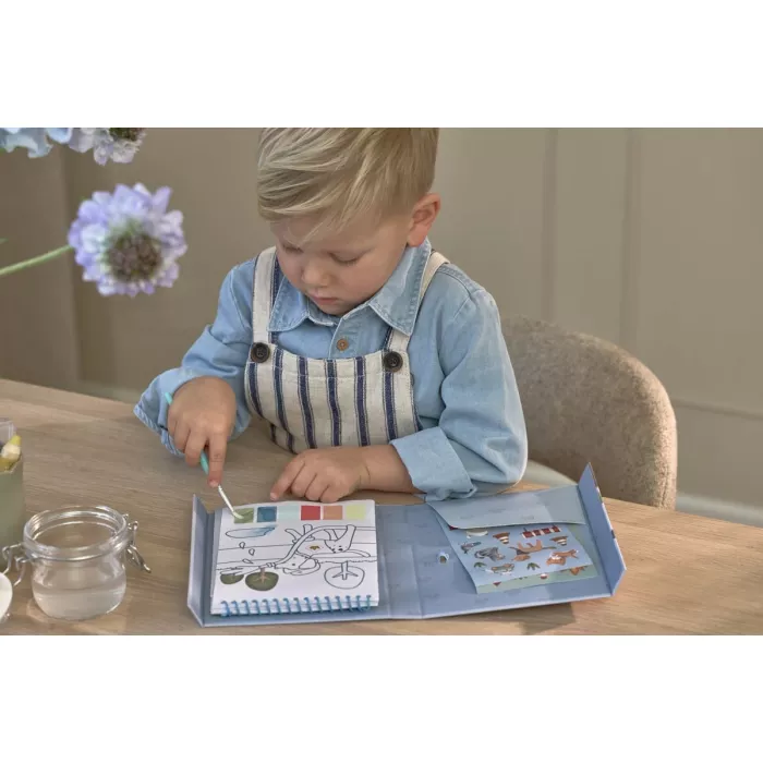 Carte de pictat cu acuarele si stickere - Jim Vehicles - Little Dutch