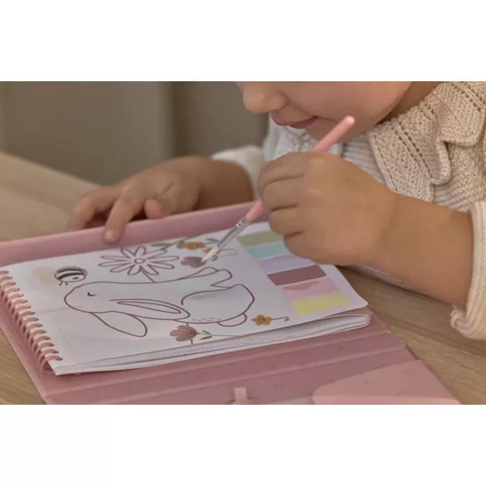 Carte de pictat cu acuarele si stickere - Rosa Fairy Garden - Little Dutch