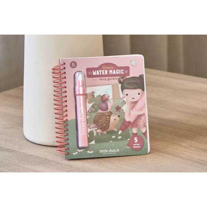 Carte magica de colorat cu apa - Rosa Fairy Garden - Little Dutch