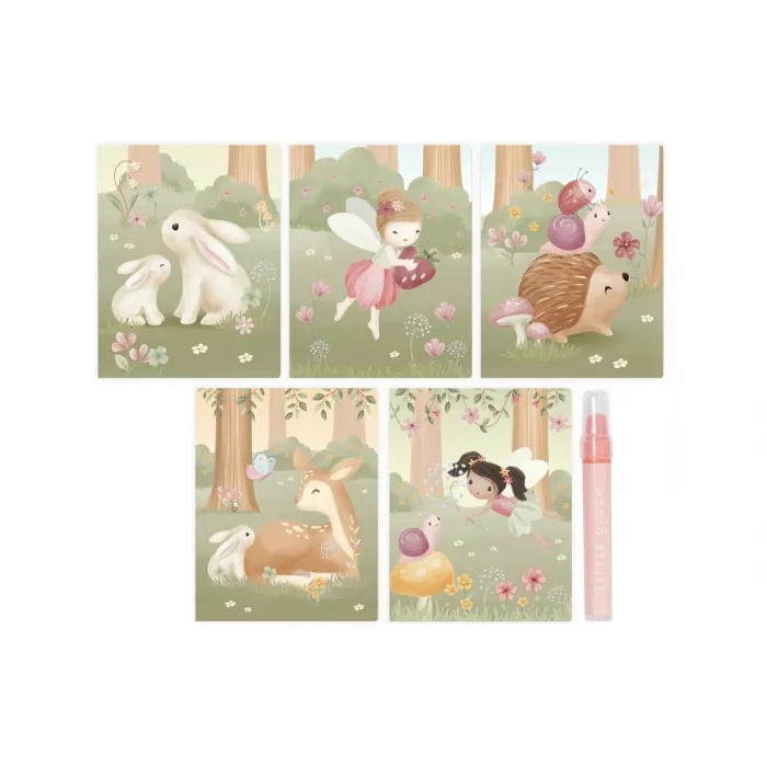 Carte magica de colorat cu apa - Rosa Fairy Garden - Little Dutch