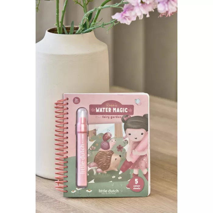Carte magica de colorat cu apa - Rosa Fairy Garden - Little Dutch