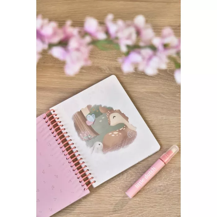 Carte magica de colorat cu apa - Rosa Fairy Garden - Little Dutch