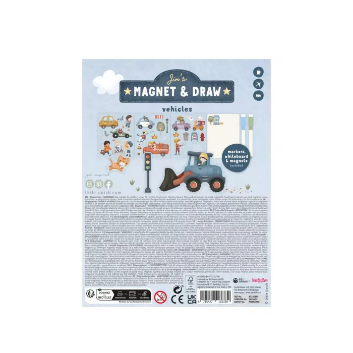 Carte magnetica cu figurine - Jim Vehicles - Little Dutch