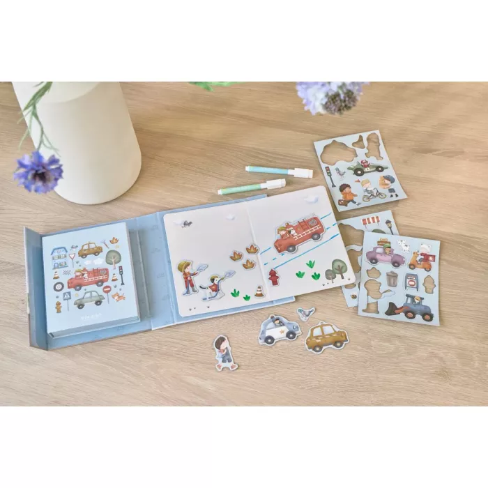 Carte magnetica cu figurine - Jim Vehicles - Little Dutch