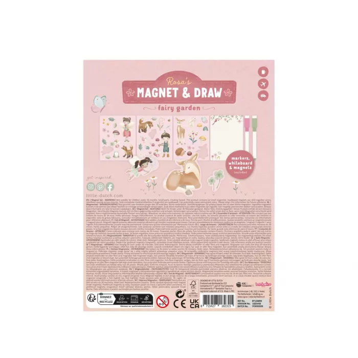Carte magnetica cu figurine - Rosa Fairy Garden - Little Dutch